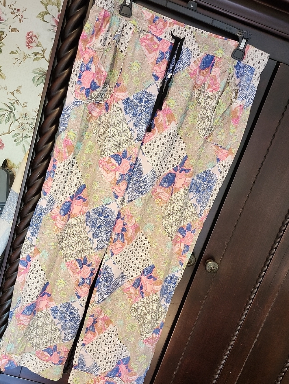 Victoria's Secret Floral Patchwork Pajama Pants - Pink, Blue, White